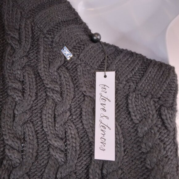NWT For Love and Lemons Quinn One Shoulder Black Knit Sweater Size S - Picture 9 of 12